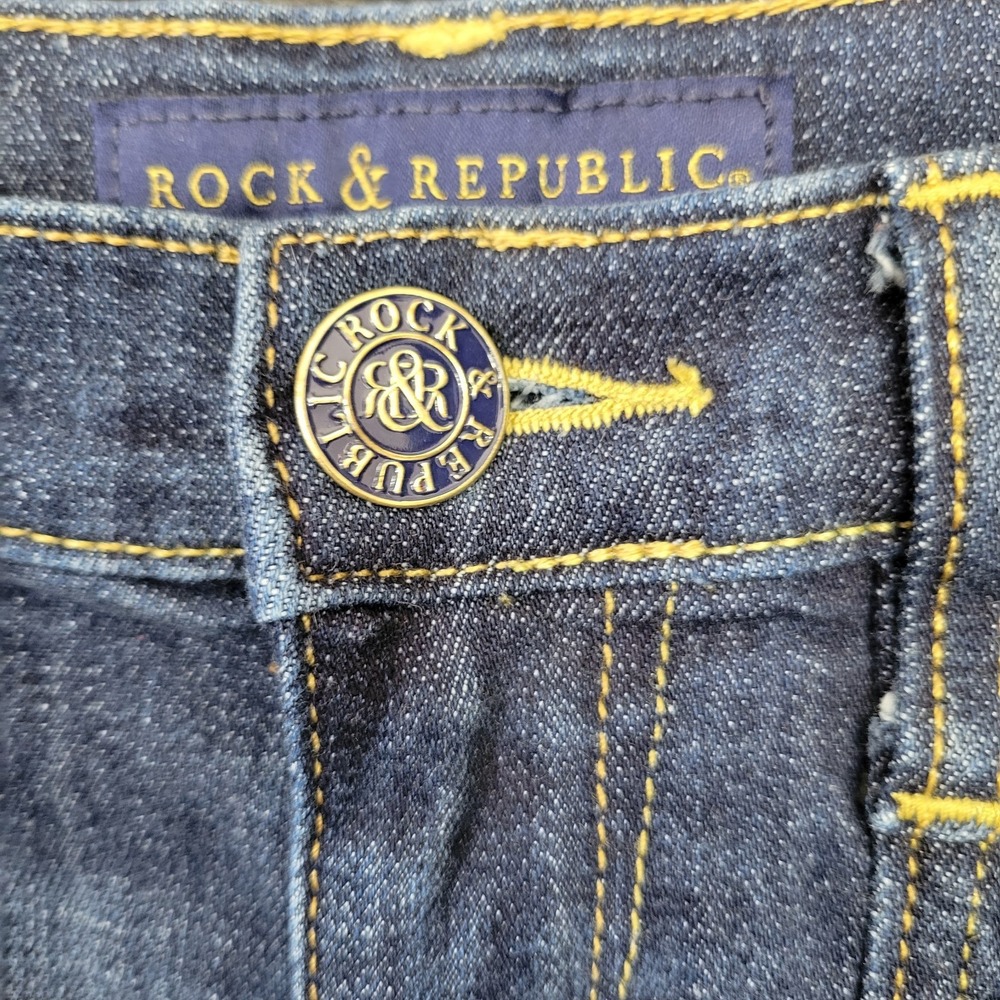 Rock & Republic Cut Off Shorts Size 2 Stinger Blue Stretch Denim Coastal Cowgirl - Picture 2 of 16
